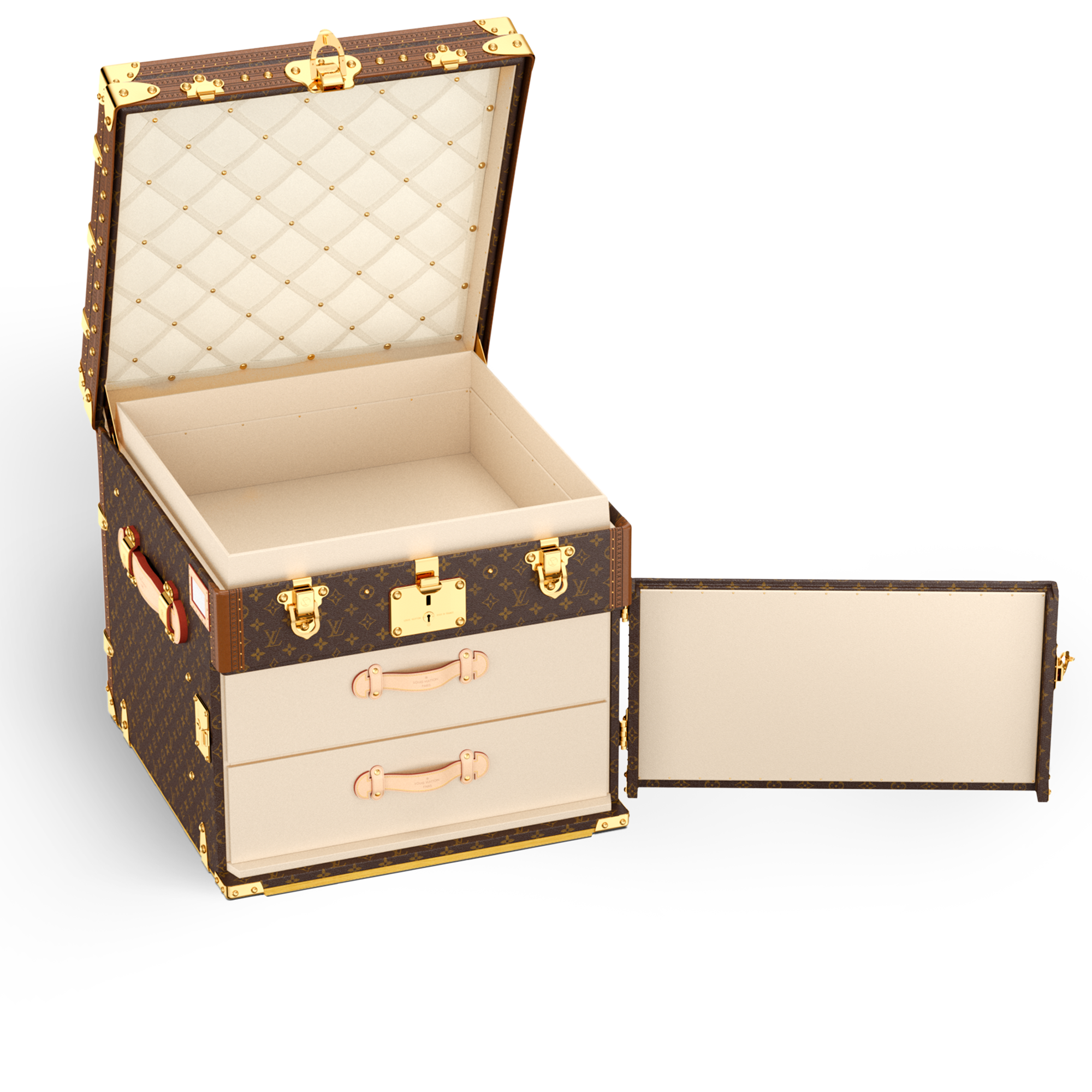 Courrier Lozine Carre Droite Trunk Monogram Canvas - Trunks and